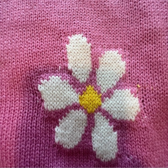 Just Polly Oversized Pink and White Daisy Floral Cardigan Women’s Size S - Picture 8 of 10
